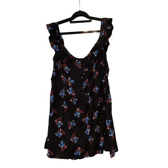 NWT City Chic Plus Size 22 Black & Blue Floral Off the Shoulder Mini Dress - Picture 2 of 11